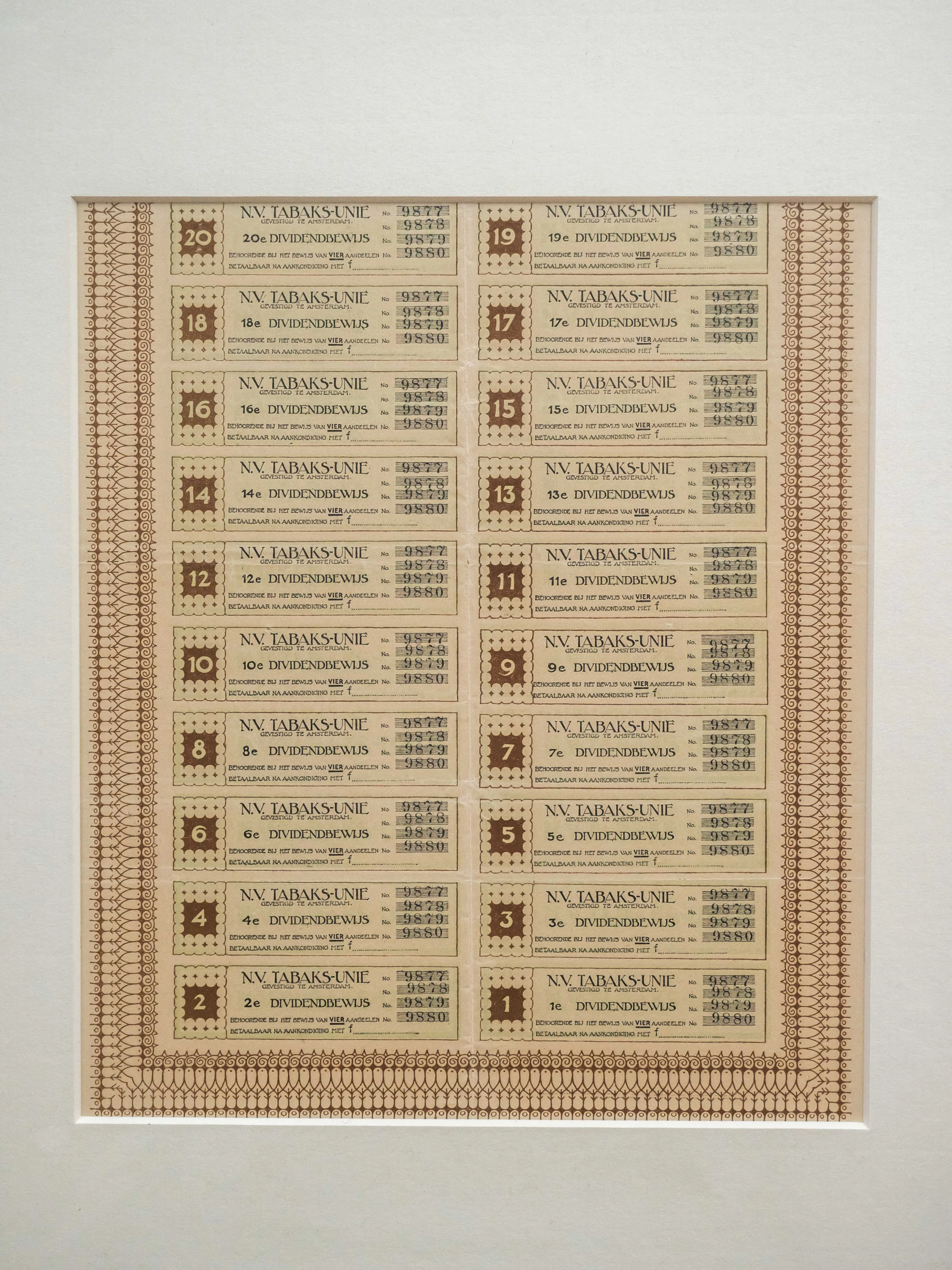 Obrázek Akcie N.V. Tabaks-Unie 1920 - 4