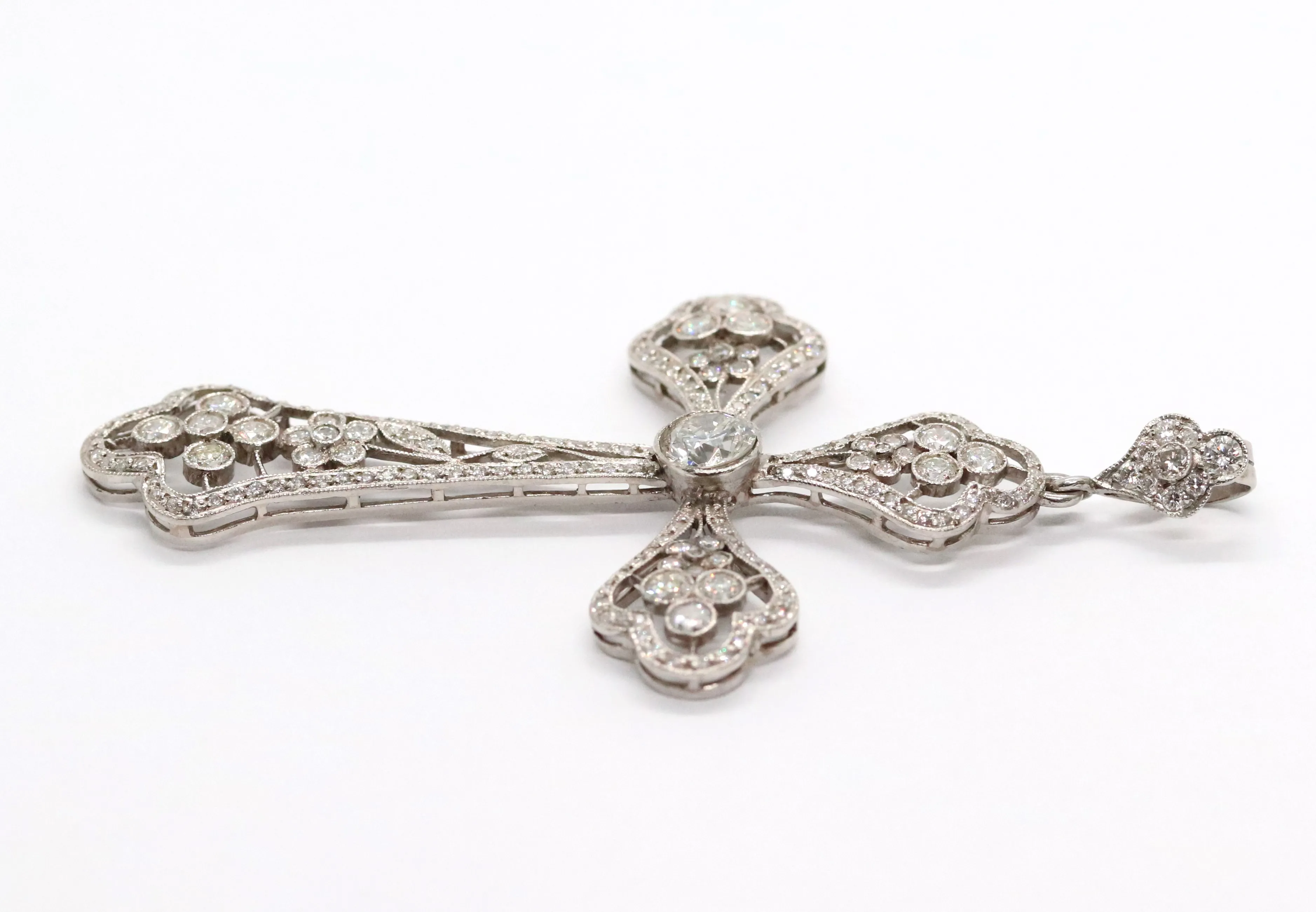 Art deco platinový diamantový křížek - 5