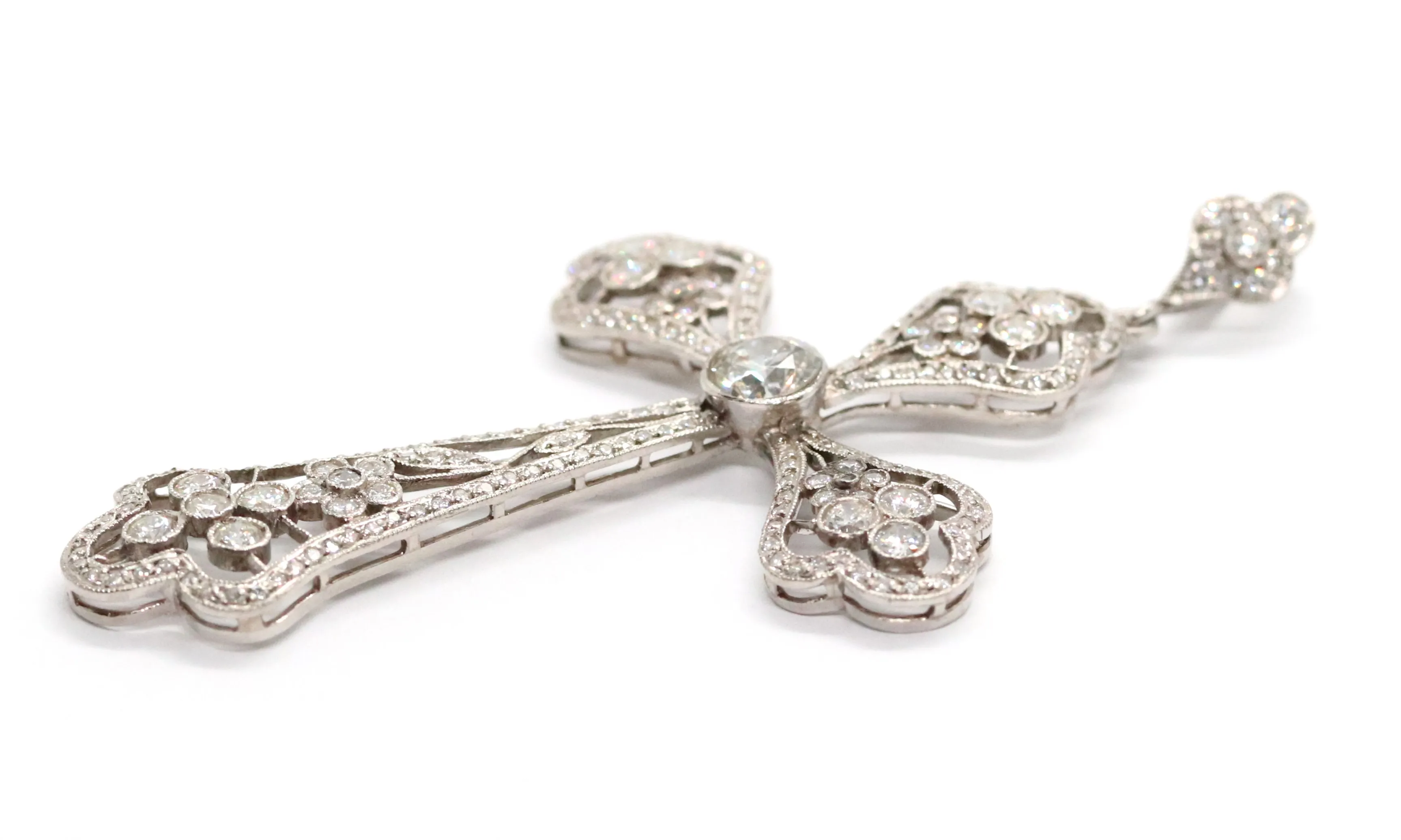 Art deco platinový diamantový křížek - 6