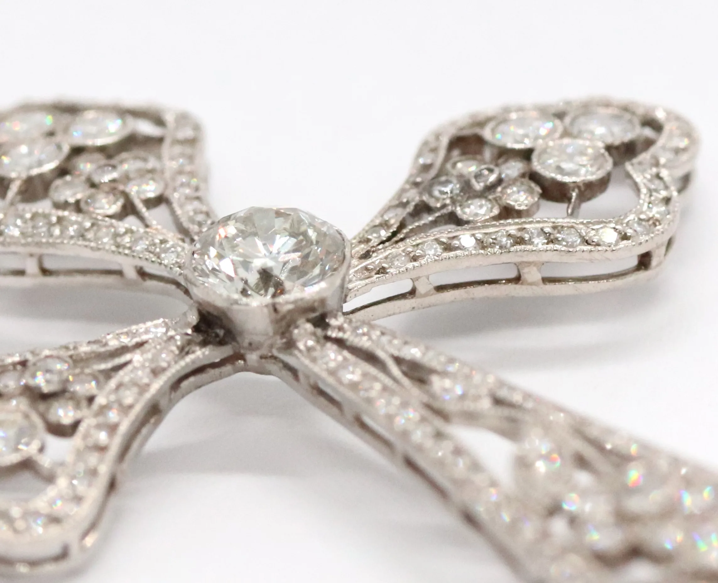 Art deco platinový diamantový křížek - 8