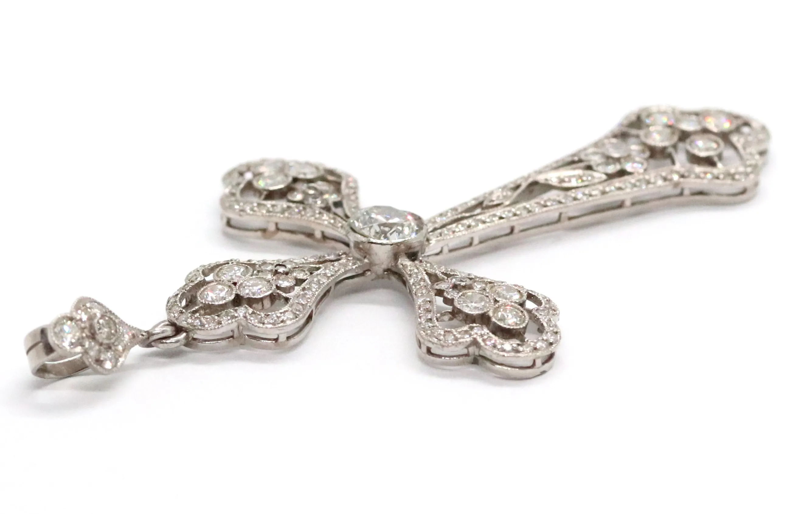 Art deco platinový diamantový křížek - 9