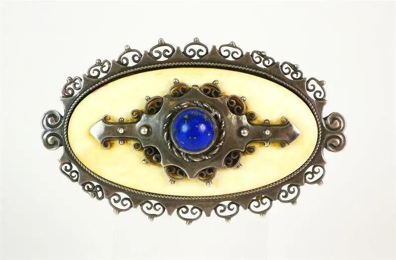 STŘÍBRNÁ BROŽ S LAPIS LAZULI - 2