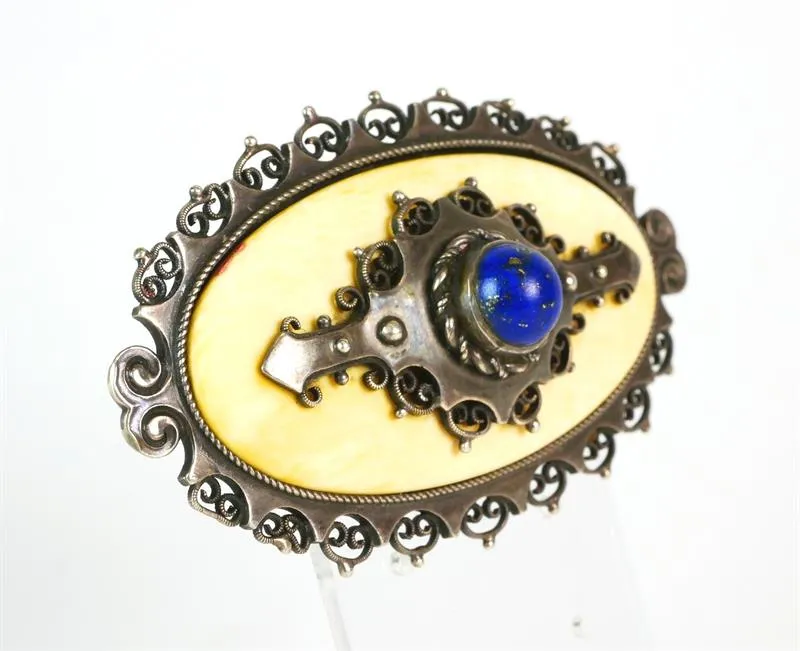 STŘÍBRNÁ BROŽ S LAPIS LAZULI - 1