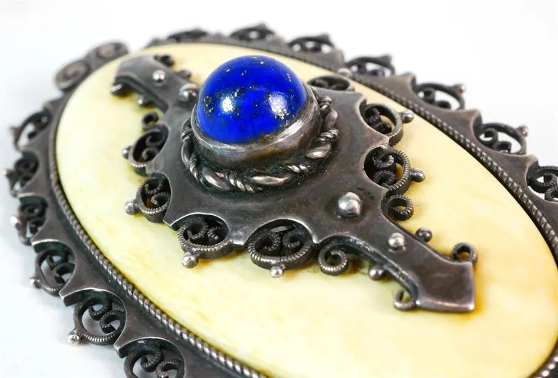 STŘÍBRNÁ BROŽ S LAPIS LAZULI - 4