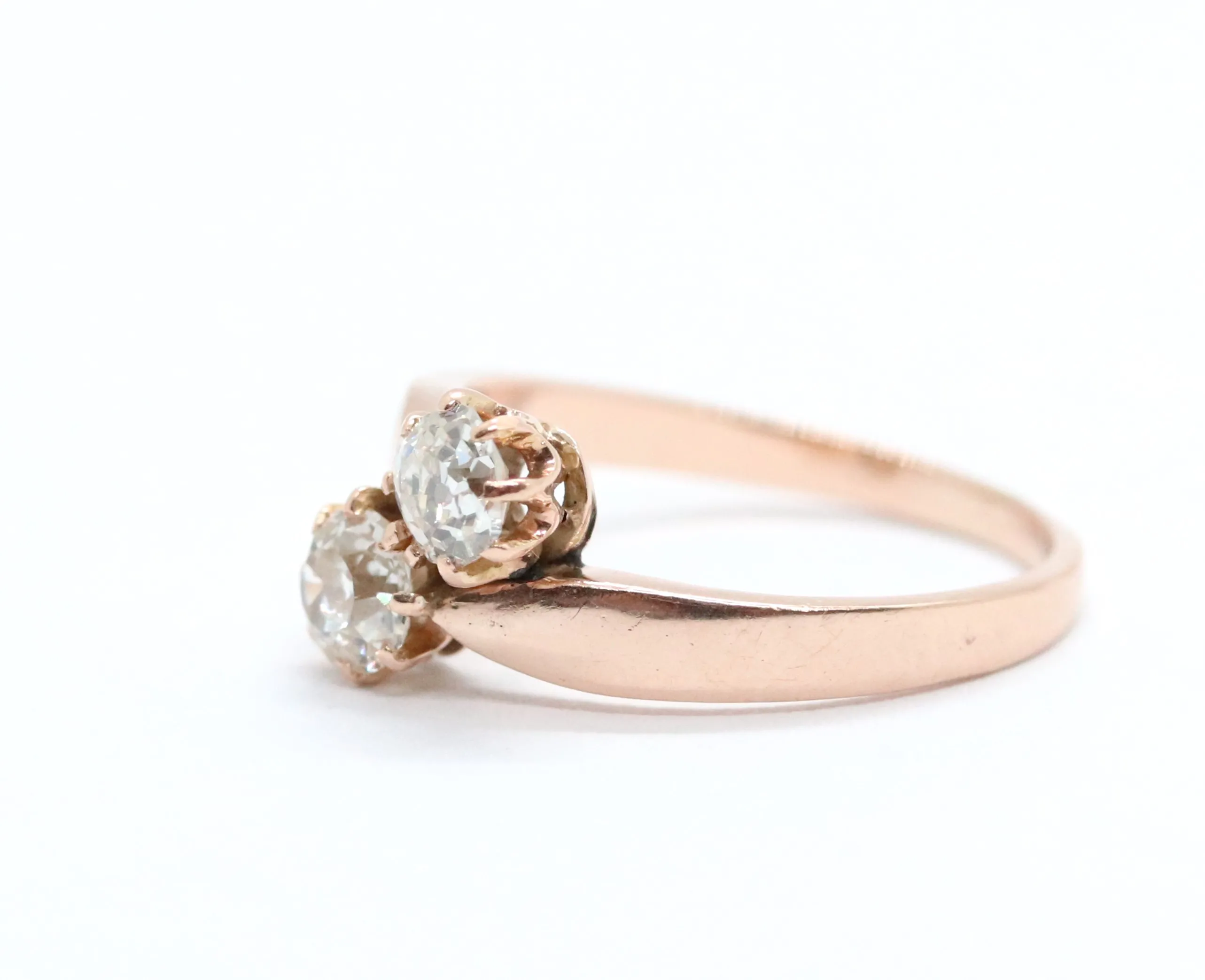 Zlatý secesní prsten s diamanty - 3