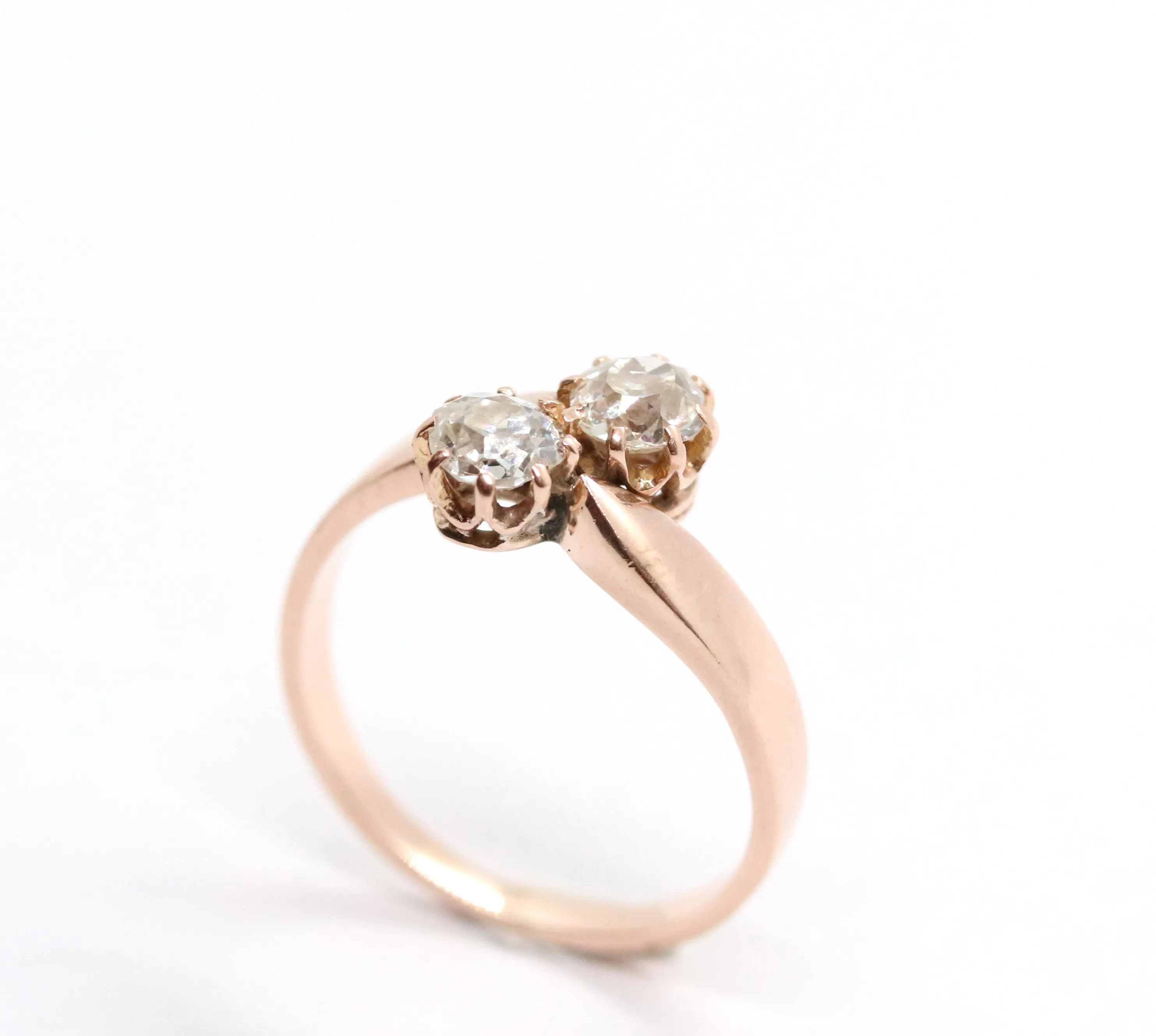 Zlatý secesní prsten s diamanty - 6