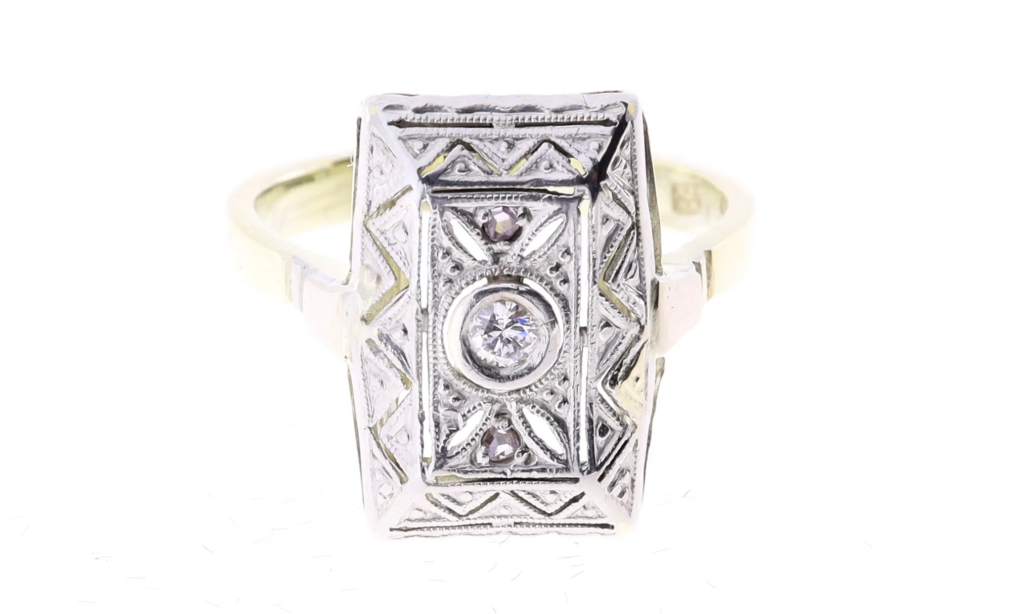 Art Deco prsten – zlato a platina