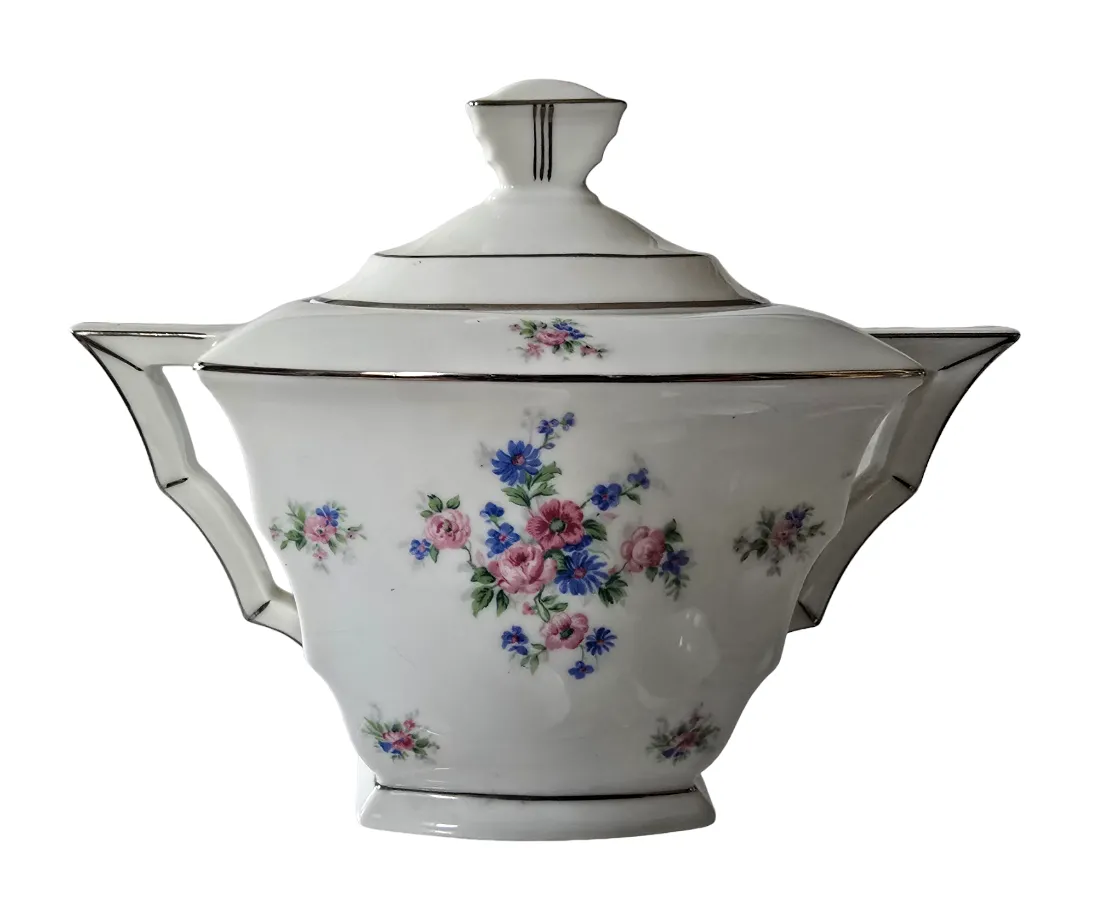 Art deco porcelánový čajový servis s barevnými kvítky - 4