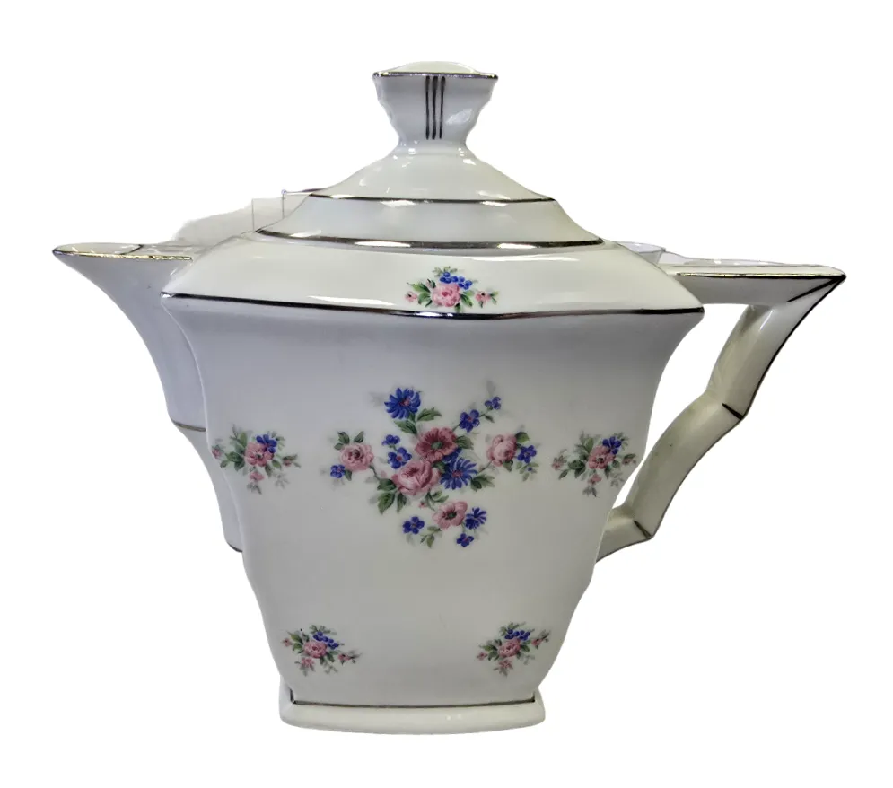 Art deco porcelánový čajový servis s barevnými kvítky - 7