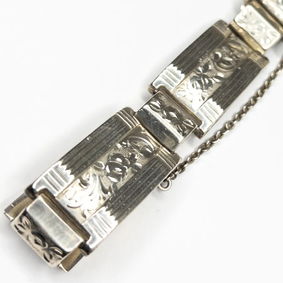 Stříbrný článkový náramek, Art Deco - 2