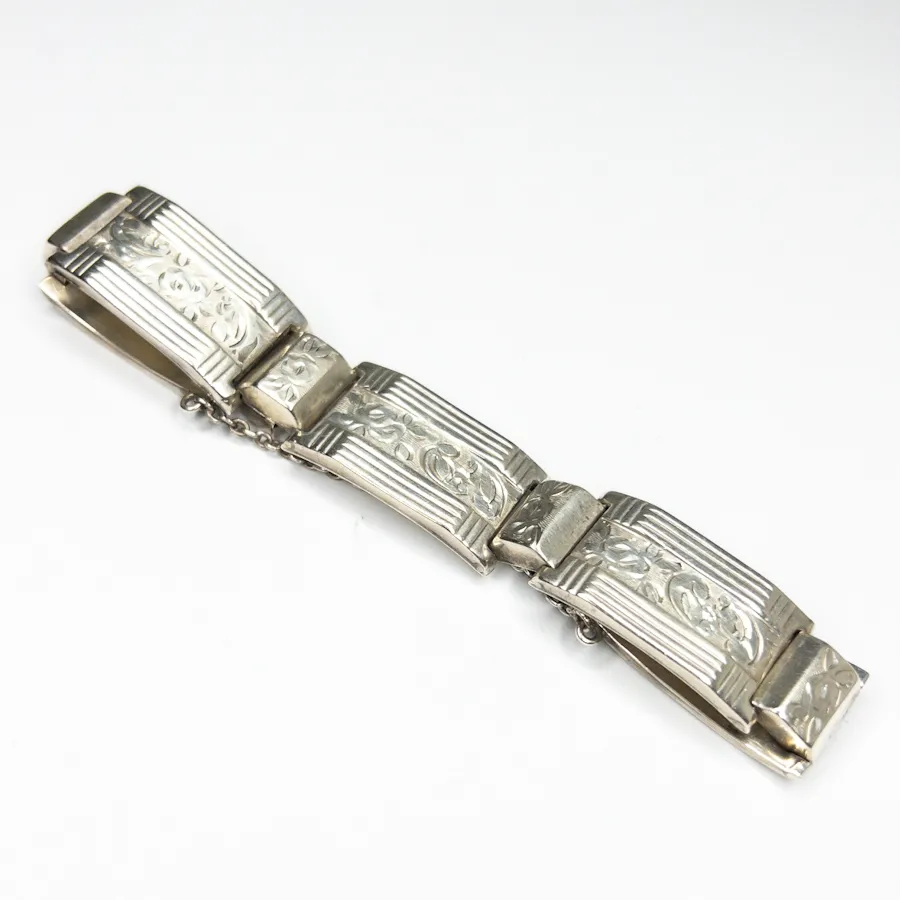 Stříbrný článkový náramek, Art Deco - 4