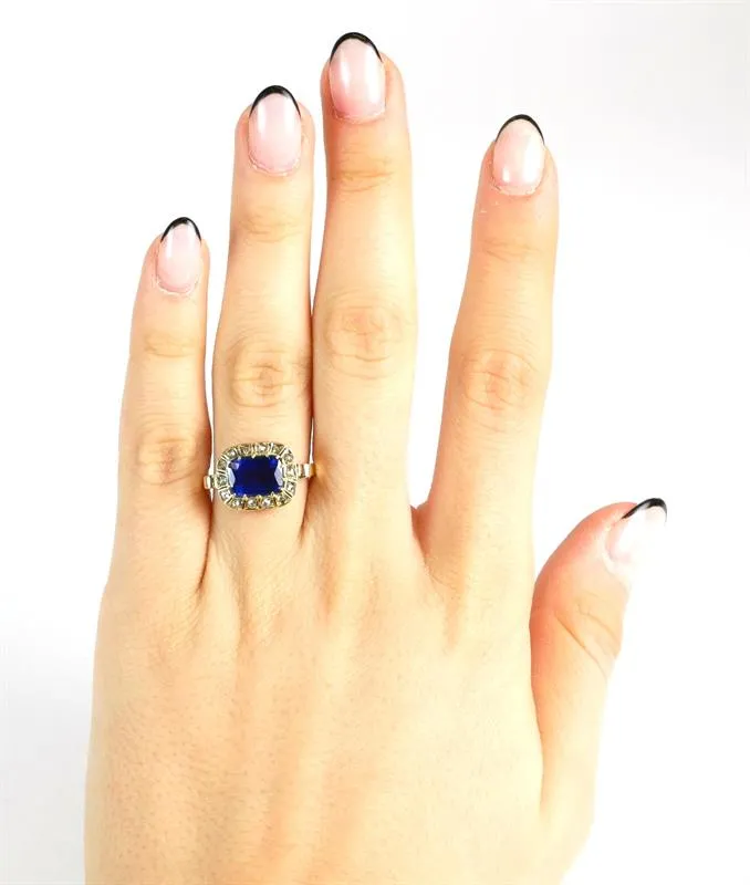 Starožitný zlatý prsten s diamanty - 4