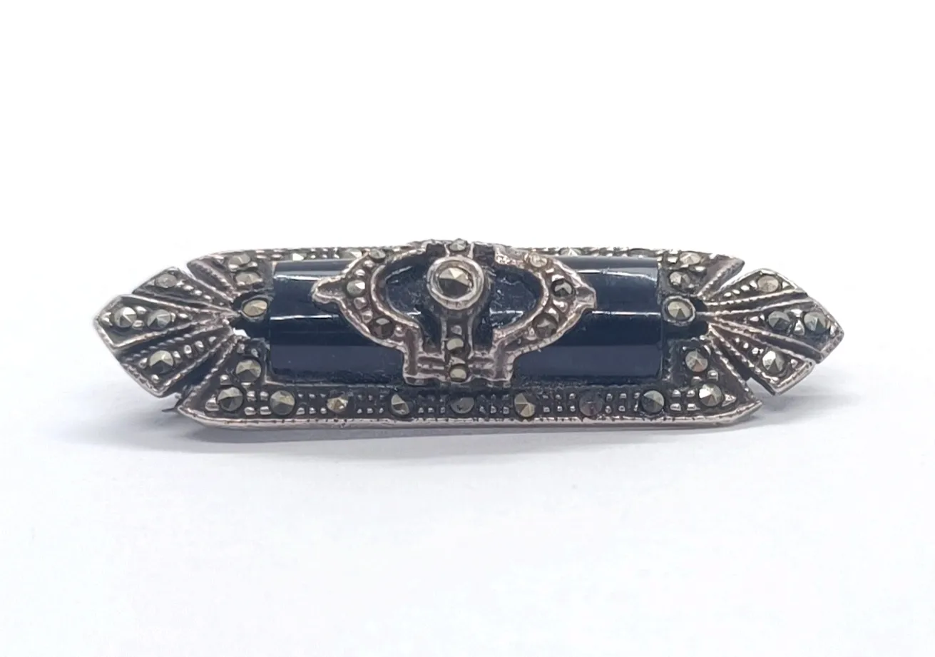 Art deco brož s onyxem - 5