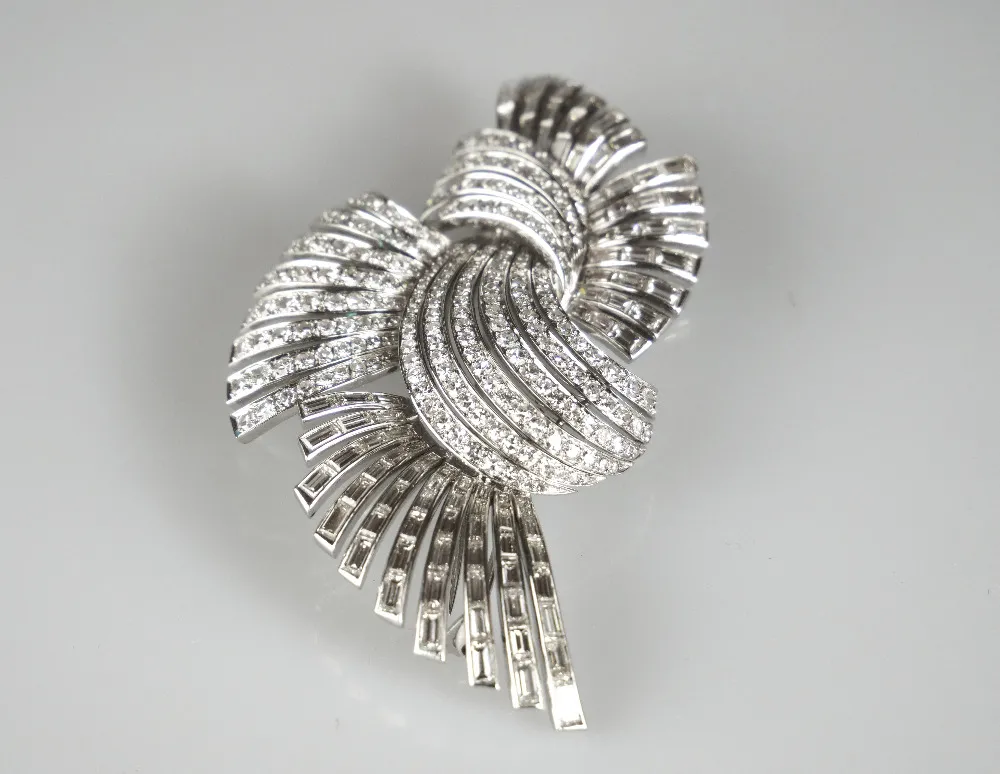 Platinová art-deco brož s diamanty - 5