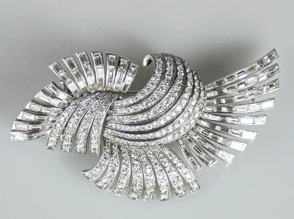 Platinová art-deco brož s diamanty - 2