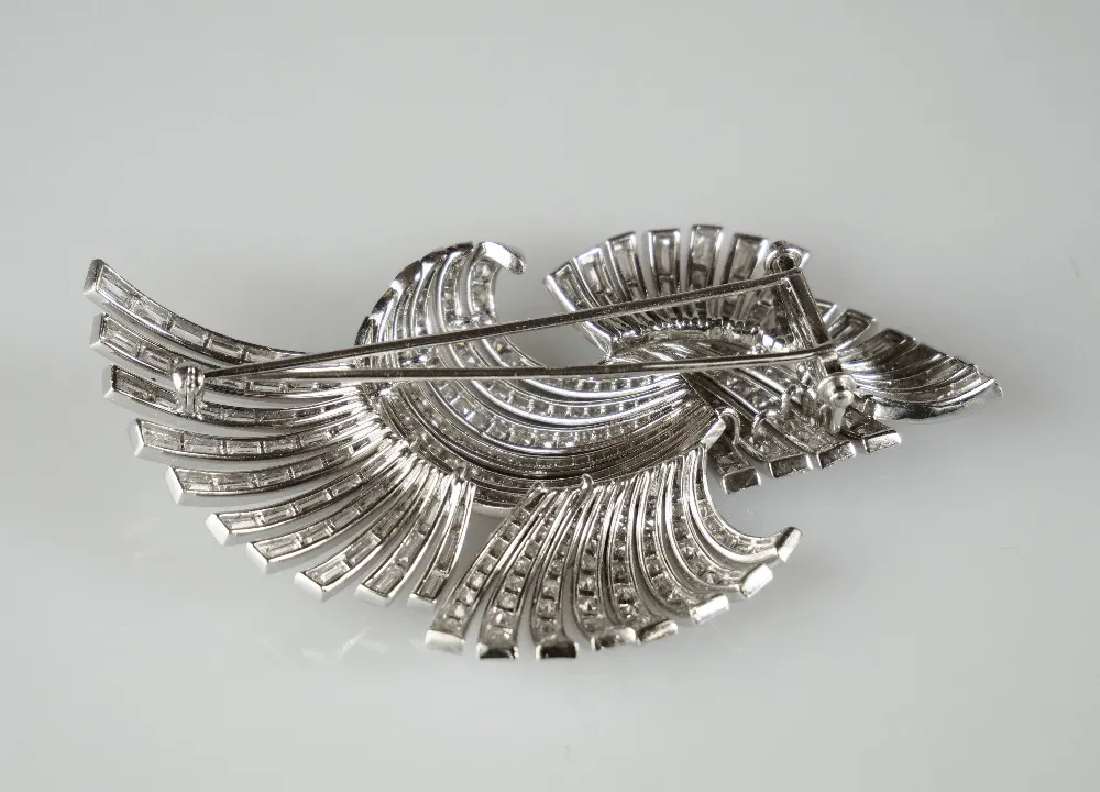 Platinová art-deco brož s diamanty - 3