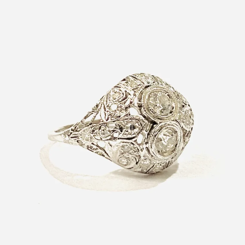 Zlatý art-deco prsten s diamanty - 2