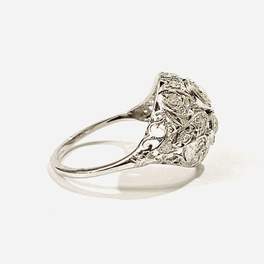 Zlatý art-deco prsten s diamanty - 3