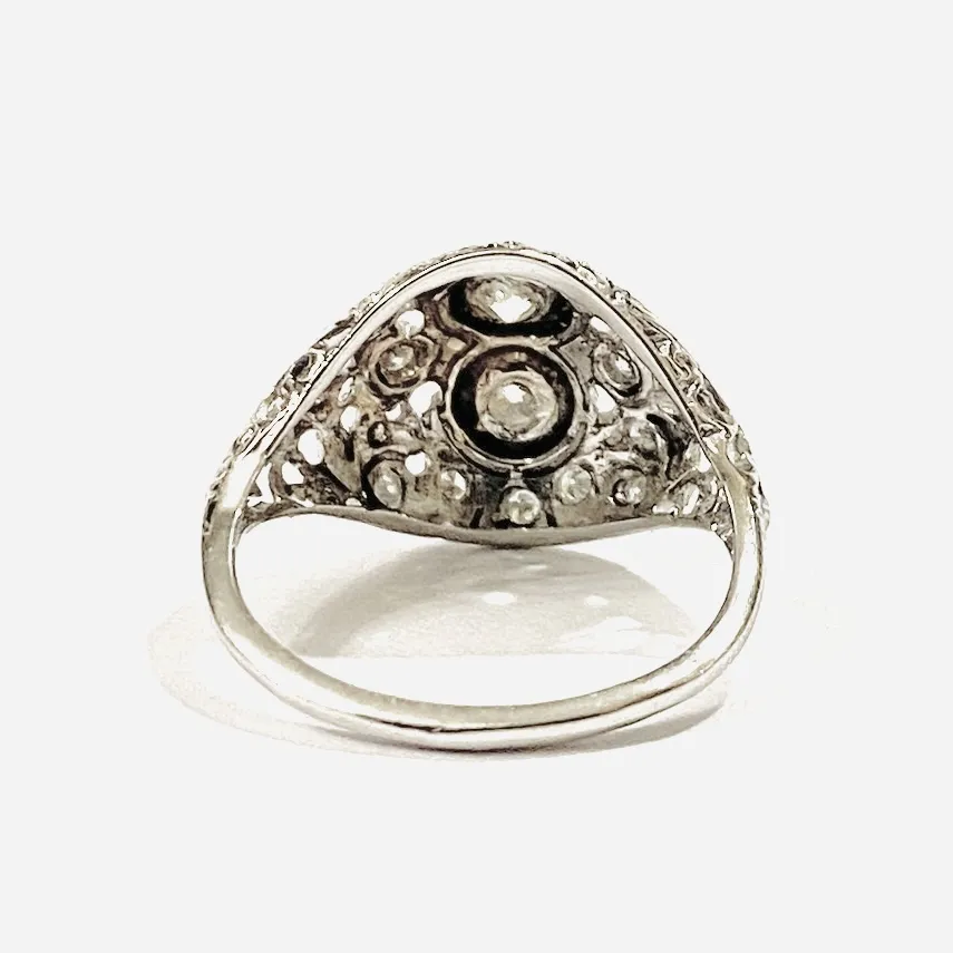 Zlatý art-deco prsten s diamanty - 4
