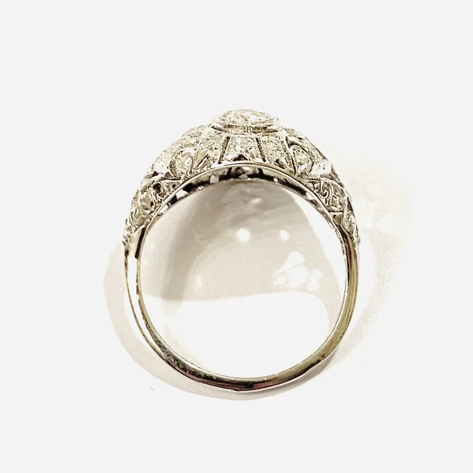 Zlatý art-deco prsten s diamanty - 5