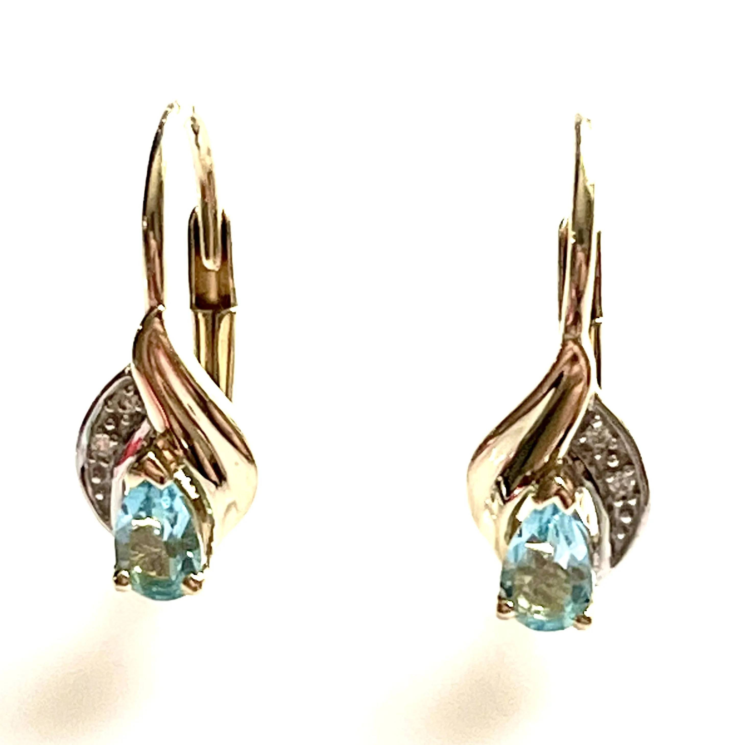 Zlaté náušnice s přírodním topasem a diamanty - 2