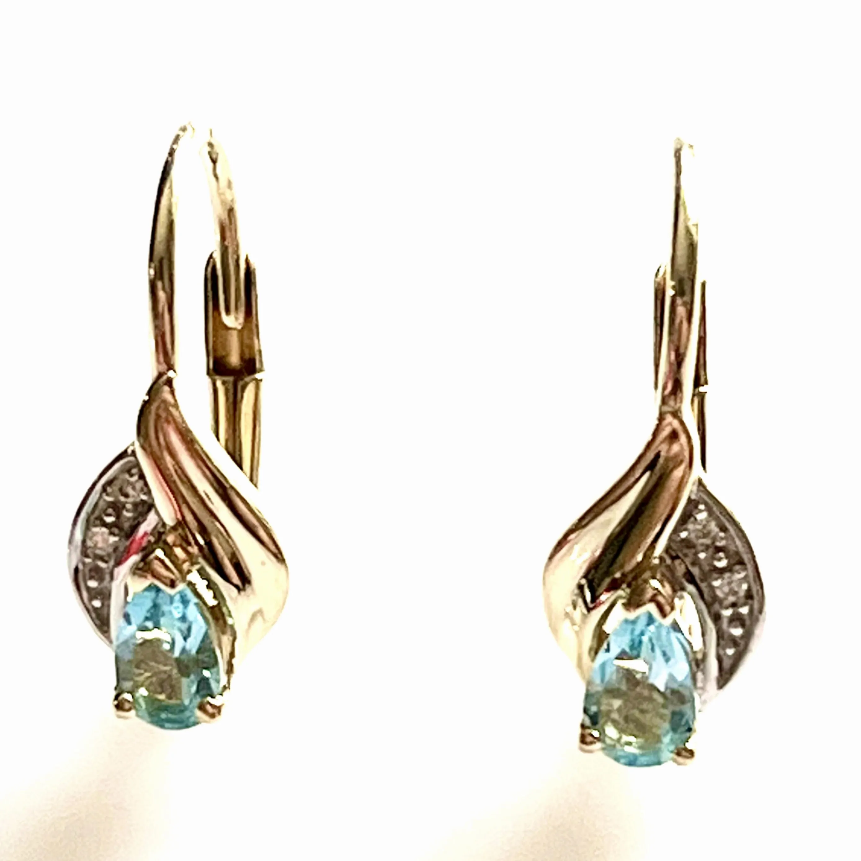Zlaté náušnice s přírodním topasem a diamanty - 3