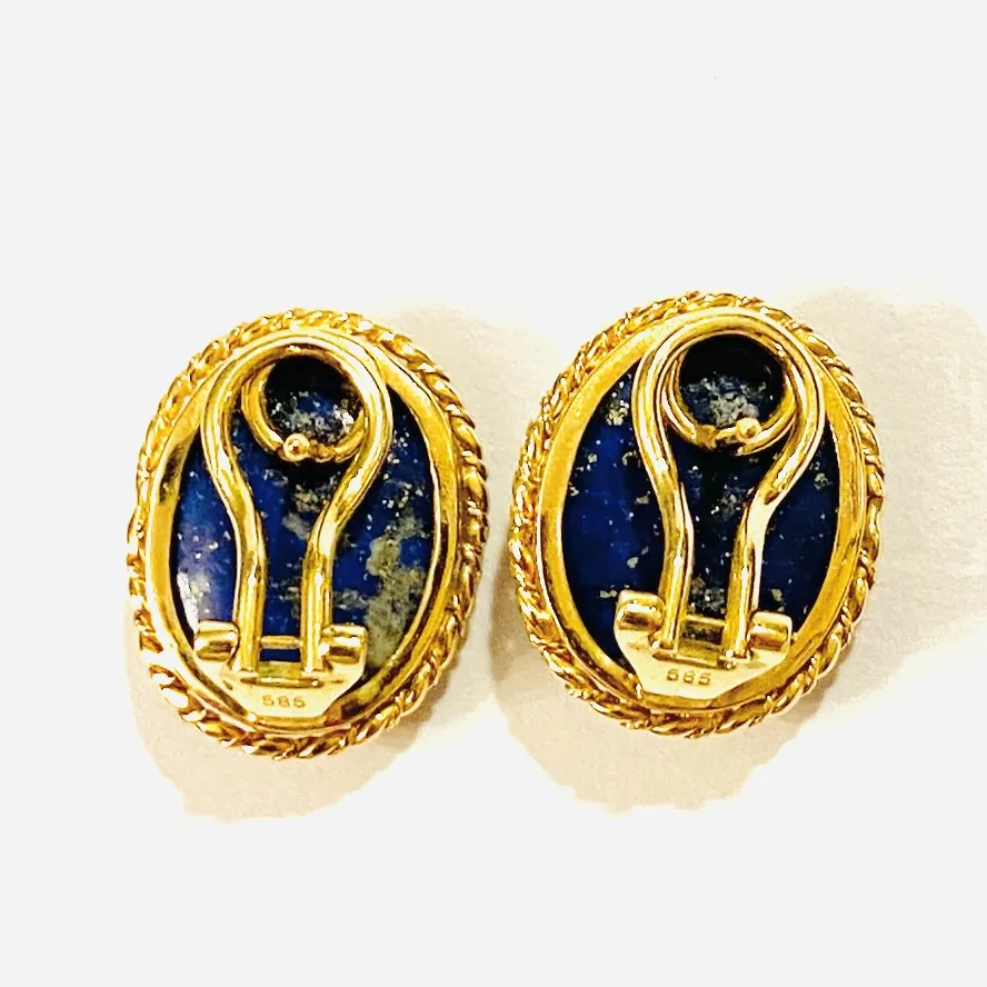 Zlaté náušnice s lapis lazuli - 4
