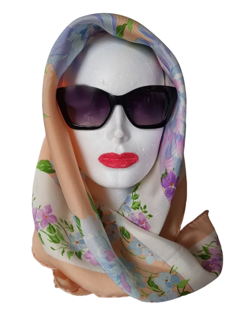 Hedvábný šátek DIOR s květy - 5