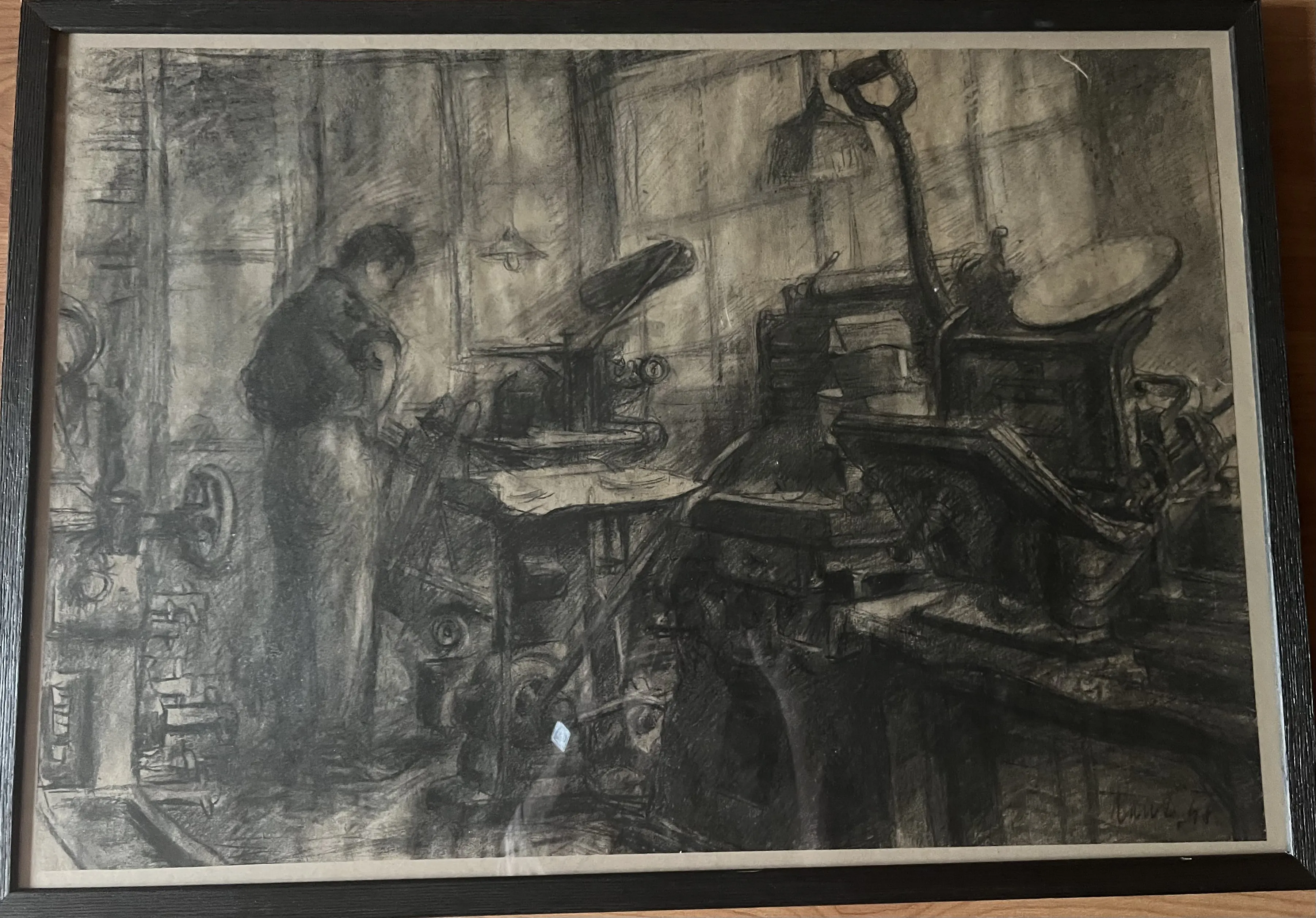 RICHARD KANT – V TOVÁRNĚ – KRESBA UHLEM 1948 - 4