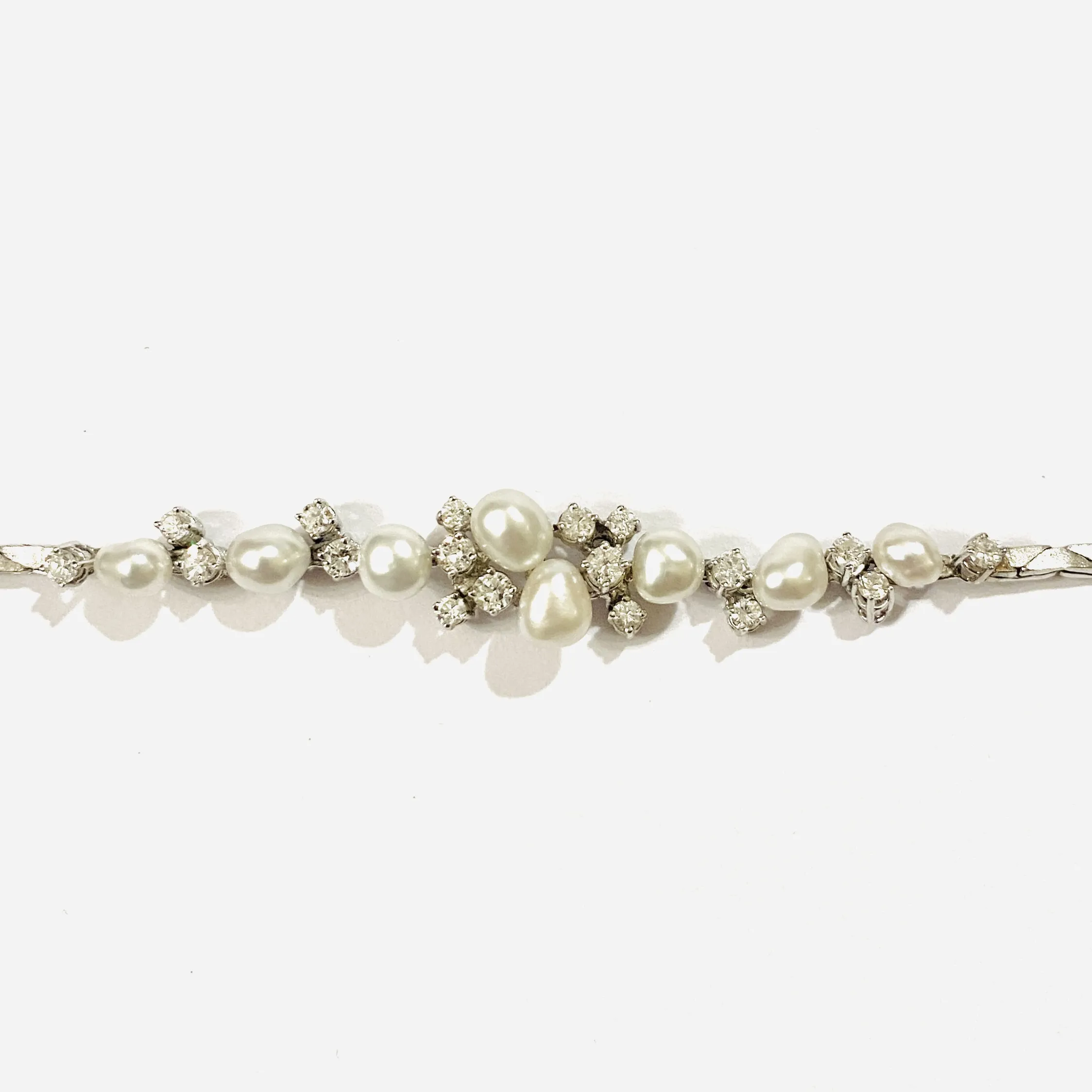 Zlatý náramek s diamanty 1,25 ct a perlami - 2