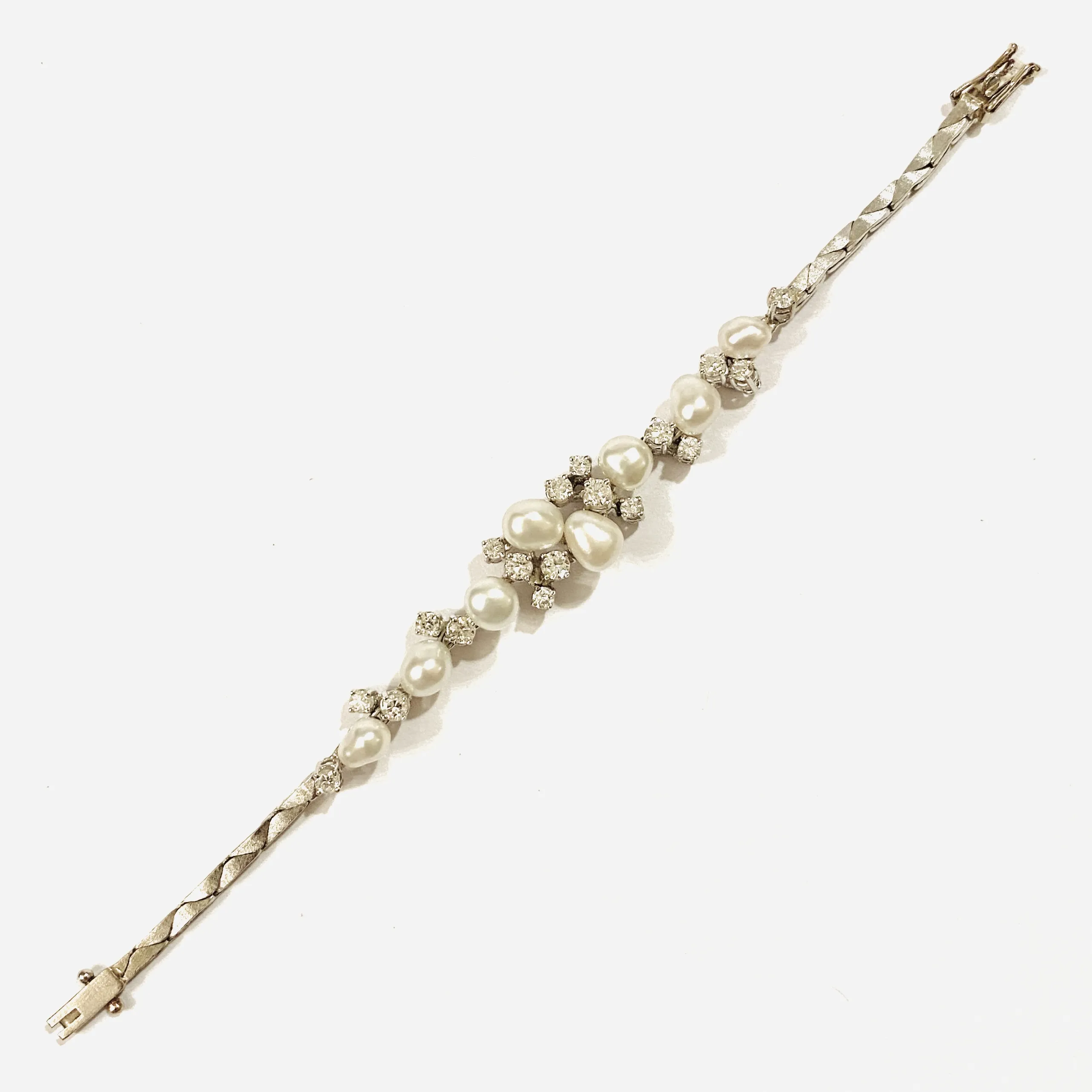 Zlatý náramek s diamanty 1,25 ct a perlami - 3