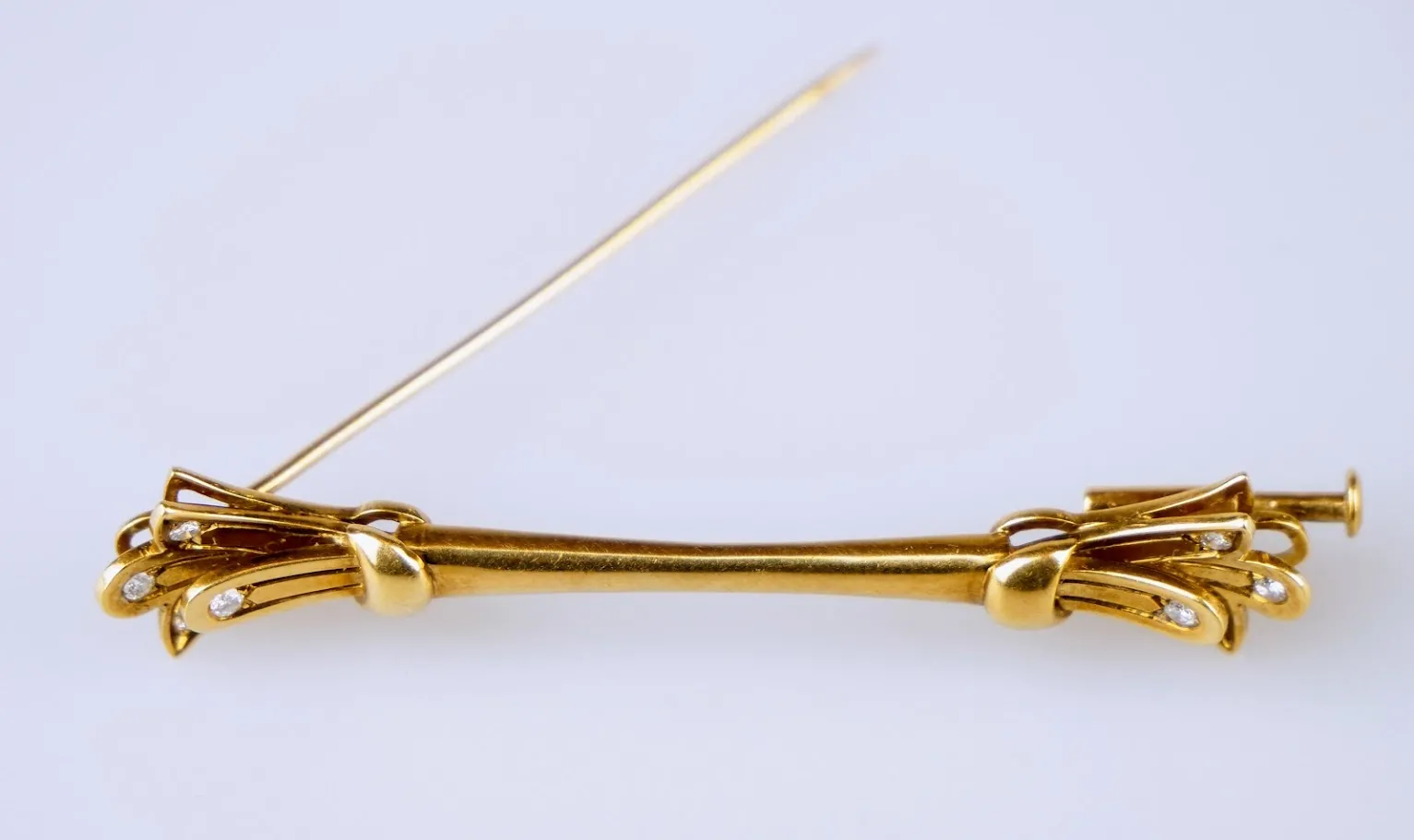 Zlatá art-deco brož s diamanty - 3