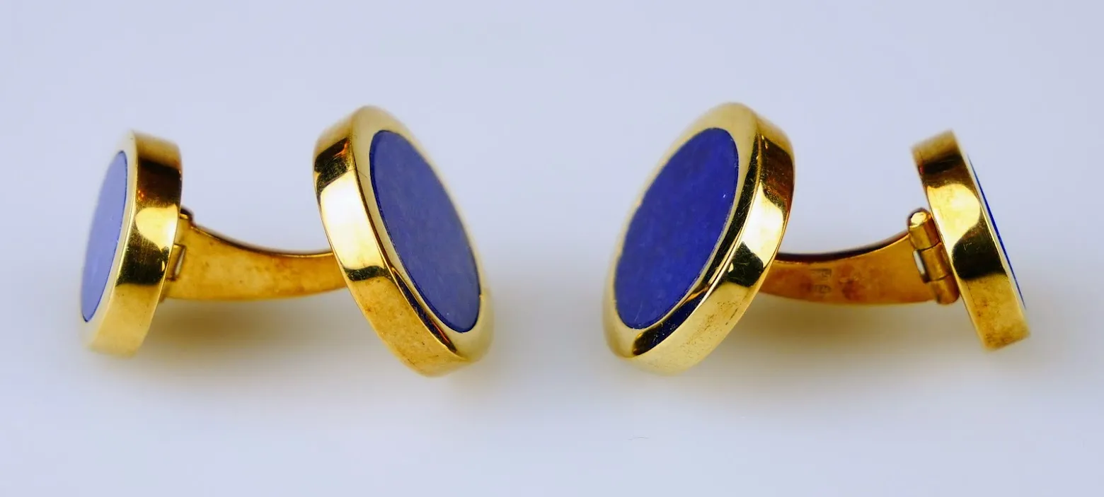 Zlaté manžetové knoflíky s lapisem lazuli - 3