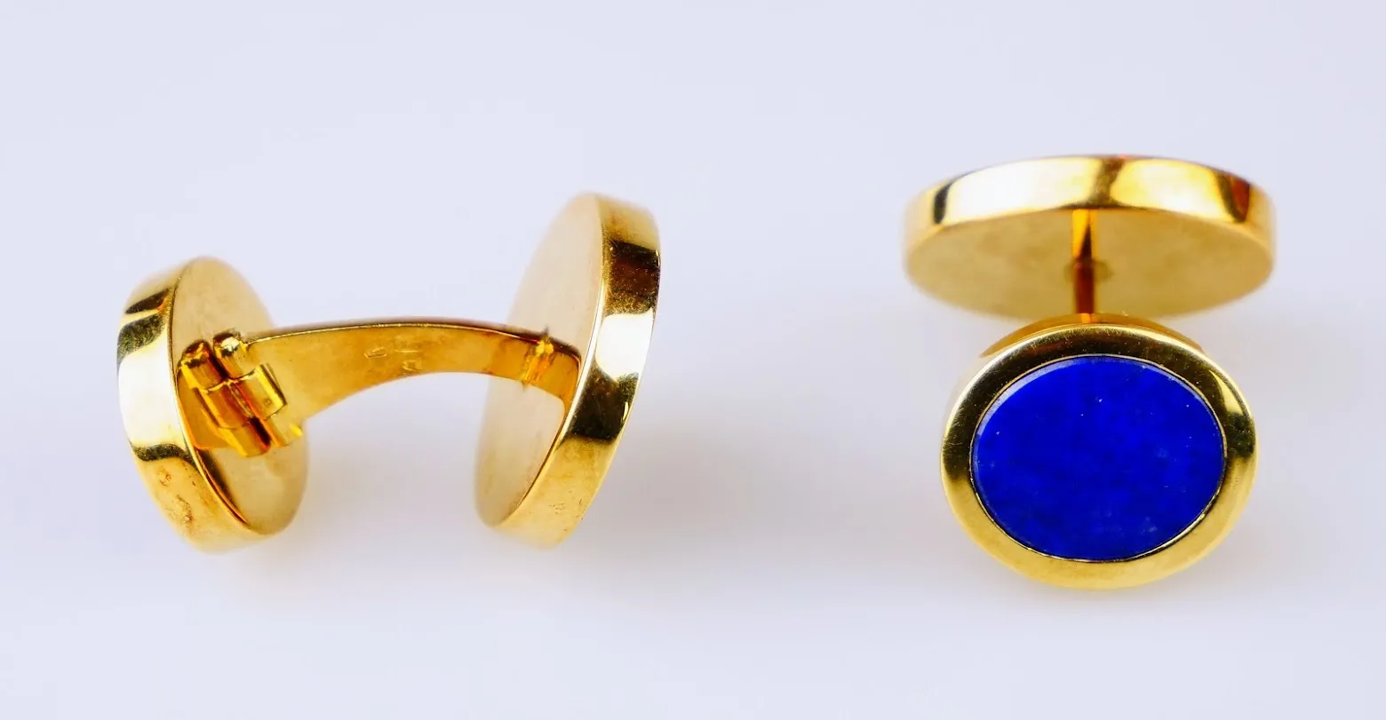 Zlaté manžetové knoflíky s lapisem lazuli - 5