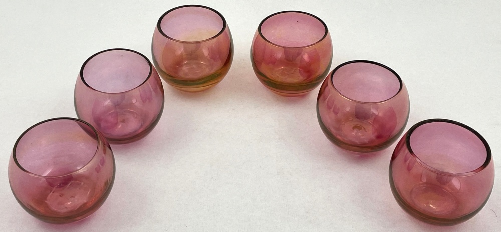 Šest malých skleniček s růžovozlatým listem - 2