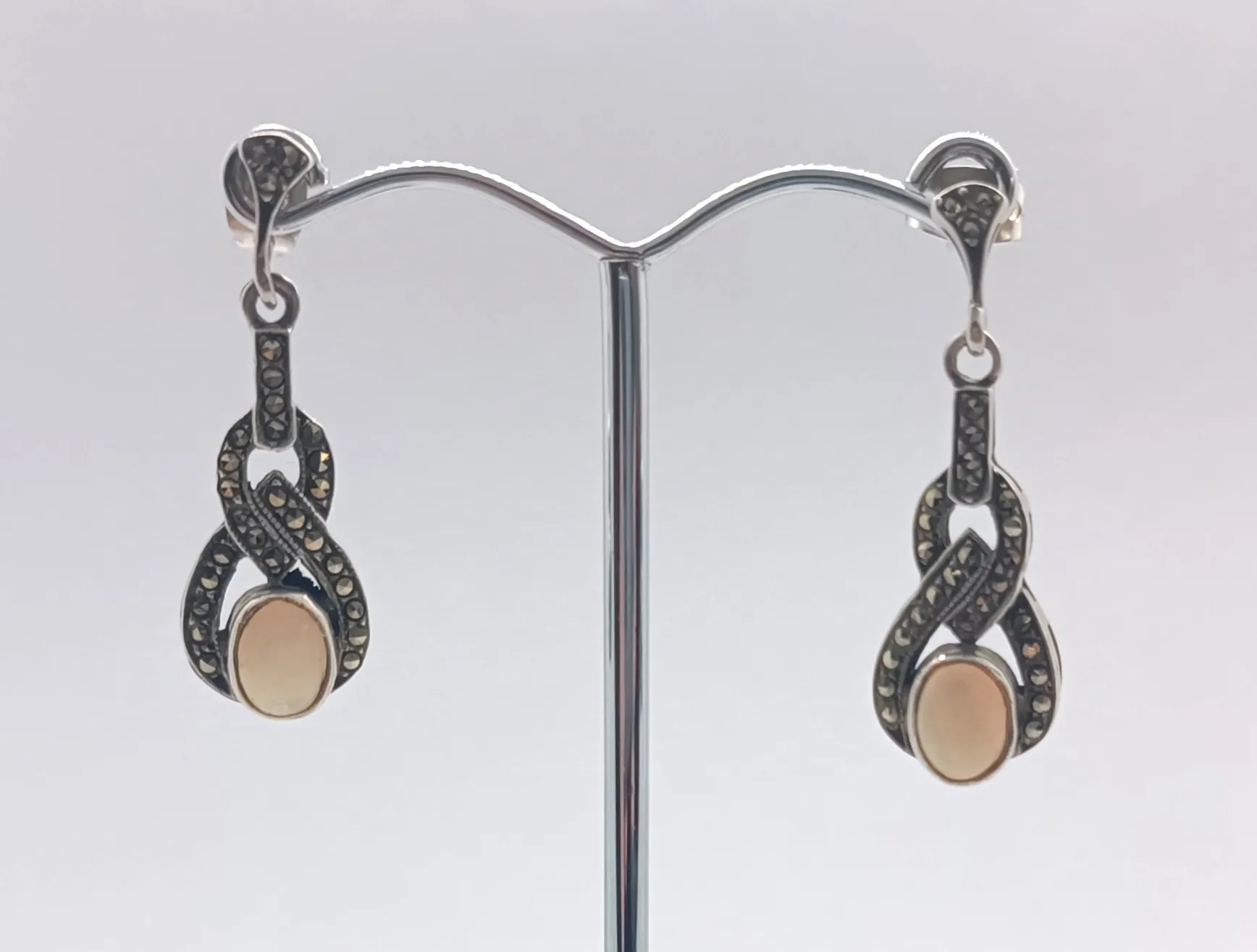 Art deco stříbrné náušnice s opály