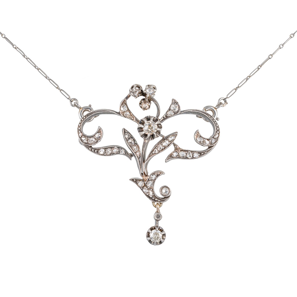 Starožitný přívěs – brož s přírodními diamanty (0,93 ct)