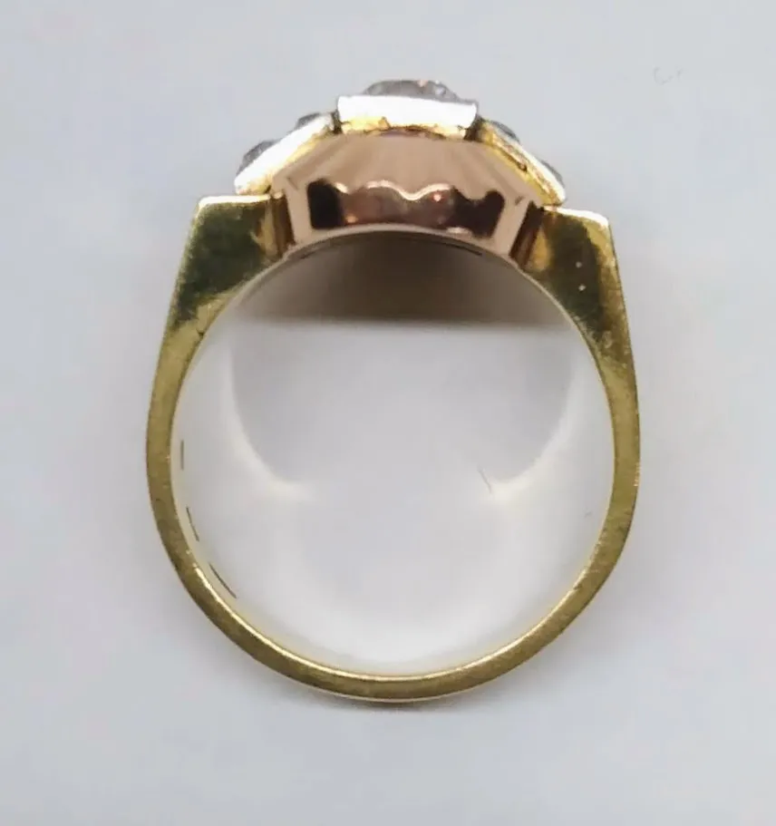 Zlatý art-deco prsten s diamanty a spinely - 5