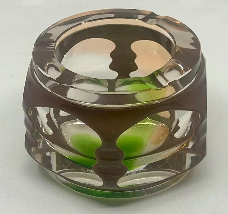 Popelník Moser – vrstvené sklo – značený - 2