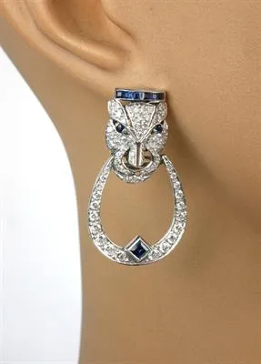 Zlaté náušnice s diamanty a safíry - 6