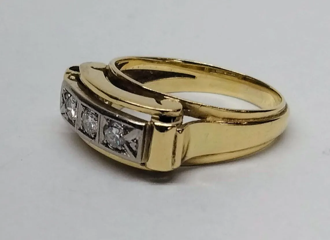Zlatý art-deco prsten s diamanty - 2