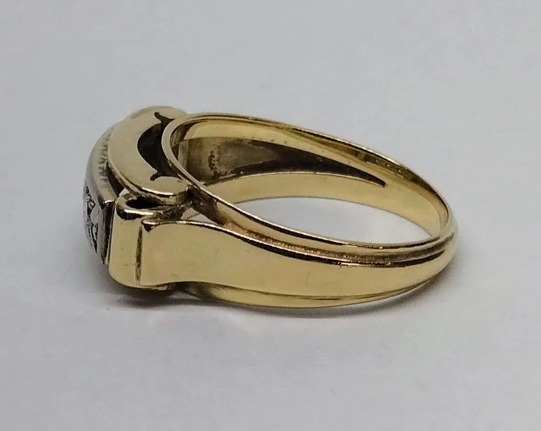 Zlatý art-deco prsten s diamanty - 4