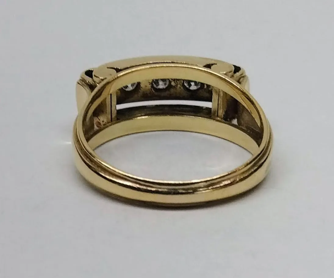 Zlatý art-deco prsten s diamanty - 5