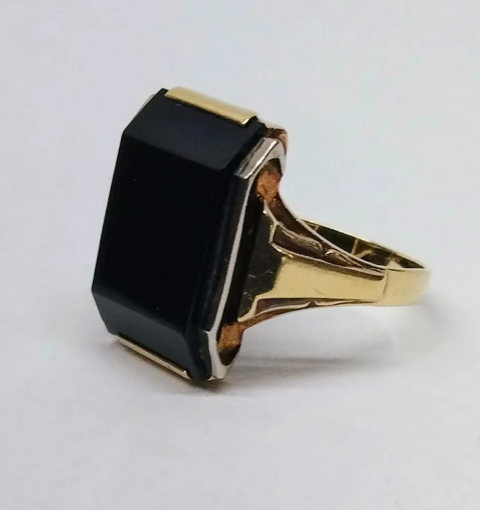 Zlatý art-deco prsten s onyxem - 2