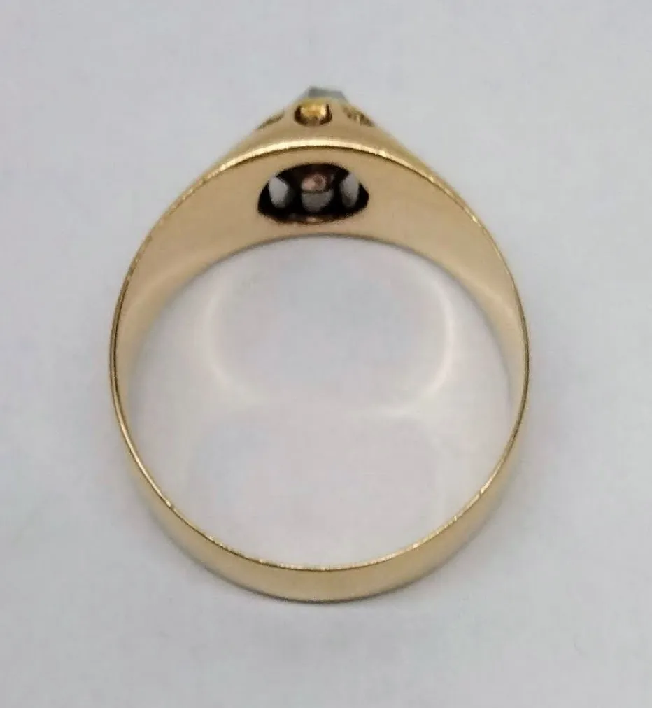Zlatý secesní prsten s diamantem - 6