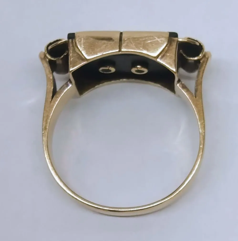 Zlatý art-deco prsten s onyxem - 6