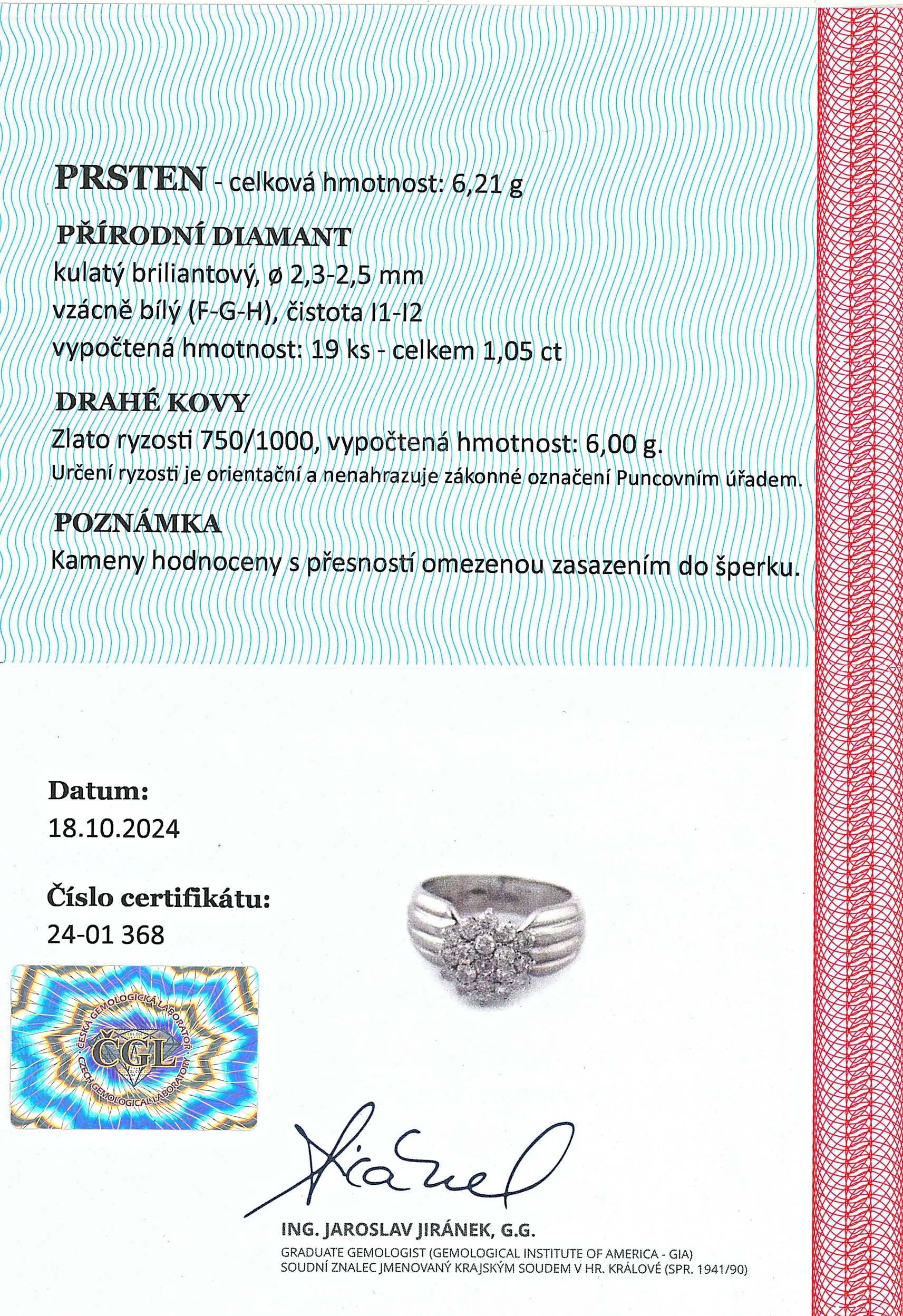 Zlatý prsten s diamanty - 5