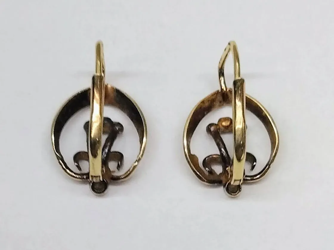 Zlaté art-deco náušnice se zirkonem - 5