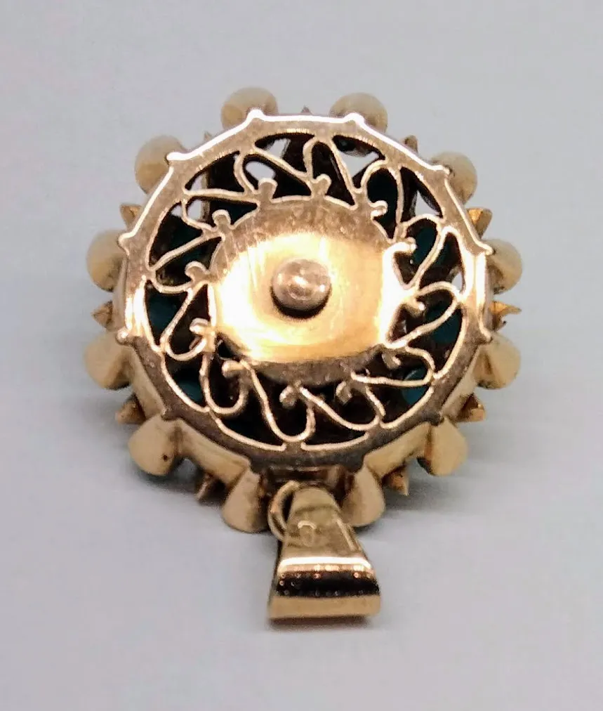 Zlatý art-deco přívěsek s tyrkysy - 7