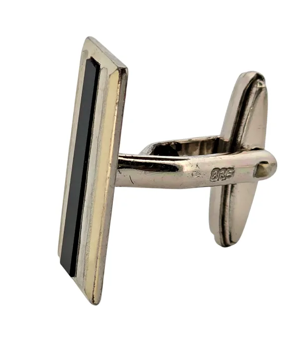Stříbrné manžetové knoflíčky s onyxem - 3
